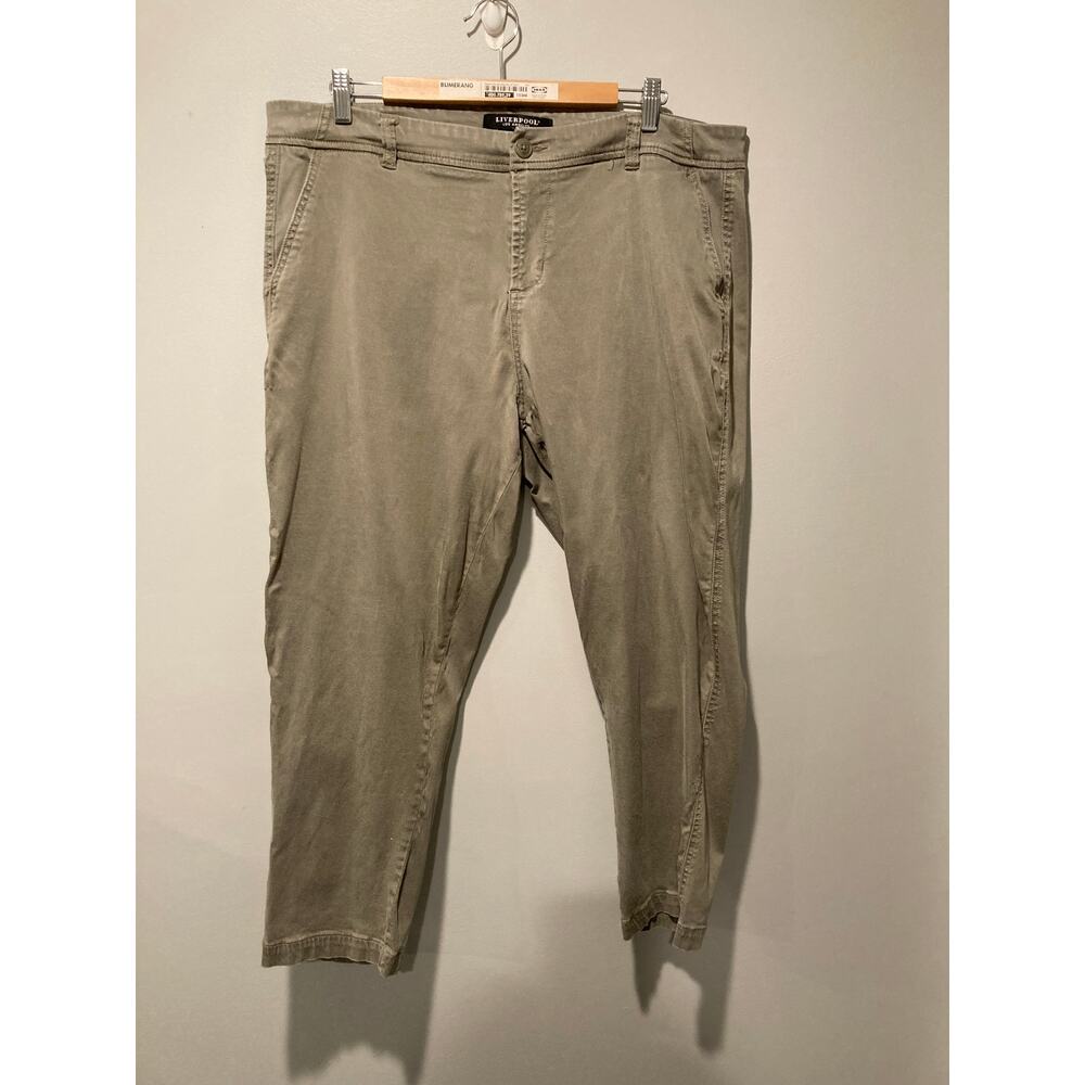 Liverpool Los Angeles Pants 18W Stretchy Fitted Green Skinny Ankle High Rise